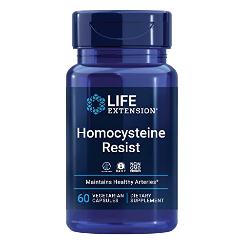 Life Extension Homocysteine Resist - For Heart & Brain, Cognitive Health Support Supplement â€“ Vitamin B2, B6 & B12 + Folate - Once-Daily, Non-GMO, Gluten-Free - 60 Vegetarian Capsules