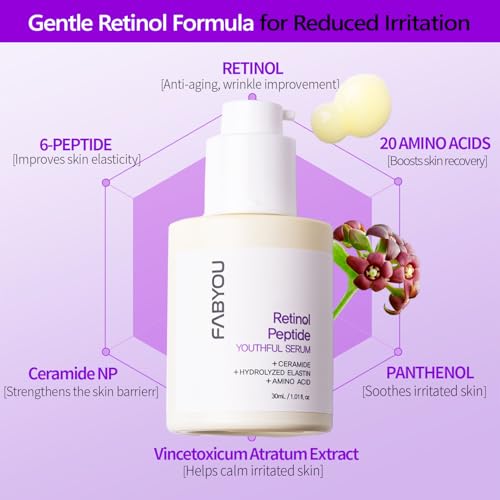 Retinol Peptide Youthful Serum 30ml – Korean Skincare for Firming & Lifting with Retinol, Peptides, Ceramide & Panthenol to Support Anti-Aging and Wrinkle Reduction