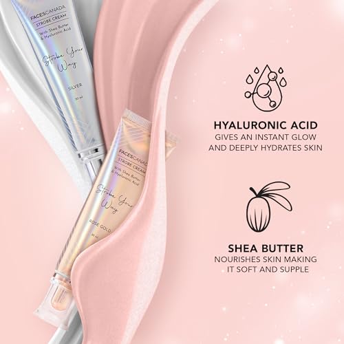 FACES CANADA Strobe Cream - Rose Gold, 30ml | Primer + Highlighter + Moisturizer | Shea Butter & Hyaluronic Acid | Intense Hydration | Flawless Radiant Dewy Skin | Illuminating & Glowing Makeup Base