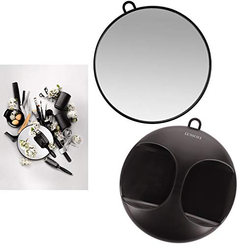 TB TOOLS FOR BEAUTY T4B LUSSONI Black Wide, Practical and Professional Hairdressing Hand Mirror 28 cm for Salons, Hairdressers, Beauticians, Women and Men