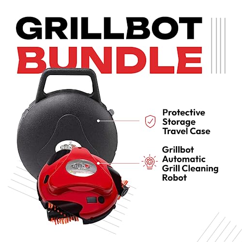 Grillbot Automatic Grill Cleaning Robot, Red Carry Case, Bundle