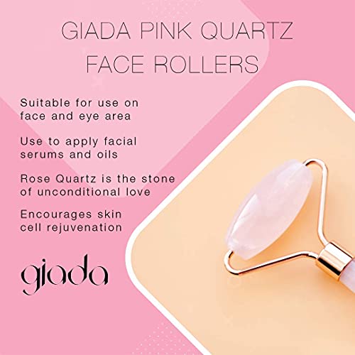 Giada Rose Quartz Roller for Face | Genuine Gemstone Face Roller for Eyes, Neck and Body | Rose Quartz Facial Massager (Rose Quartz)