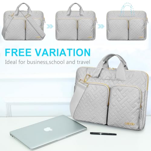 Lacdo 360° Protective Laptop Shoulder Bag, 15-15.6 inch Laptop Sleeve Case for Acer HP Dell ASUS Laptop, Acer Aspire, HP Pavilion, Dell Inspiron, IdeaPad,ASUS ZenBook Computer Bag, Space Gray