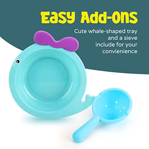 The Moon Brand Floating Duck Family Set – Assorted Mini Ducks with Boat and Sieve Soft and Squishy Vinyl Bath Toys for Toddlers – Colorful Baby Pool & Bathtub Water Toys- Multi Color