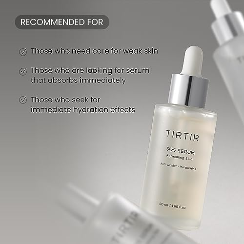 TIRTIR SOS Serum - Radiant Glow Boosting Face Serum - Plumping, Anti Aging, Hydrating - Visibly Smooth and Glowy Skin - Fragrance Free Serum for All Skin Types, 1.69 fl.oz.