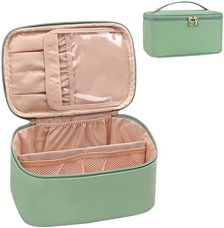 OCHEAL Makeup Bag, Portable Cosmetic Bag, Large Capacity Travel Makeup Case Organizer, Black Makeup Bags For Women Toiletry Bag for Girls Traveling With Handle and Divider