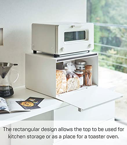 Yamazaki Home Bread Box - Steel Kitchen Counter Storage Food Container Holder, Steel, Handles, No Assembly Req.