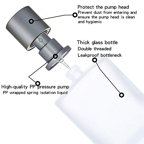 2 Pack 100ml/3.38 Oz Empty Frosted Glass Spray Bottle Perfume Atomizer, Refillable Fine Mist Spray Empty Perfume Bottles with 4 kinds of perfume dispenser (2 Pack 100ml/3.38 Oz Frosted Bottles)