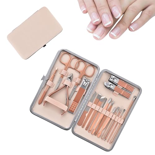 Duomama Nail Clipper Set 18Pcs - Stainless Steel Professional Manicure & Pedicure Tools for Hand, Foot & Face Care - Gift for Men, Women, Friends, Parents - Premium Quality Grooming Kit