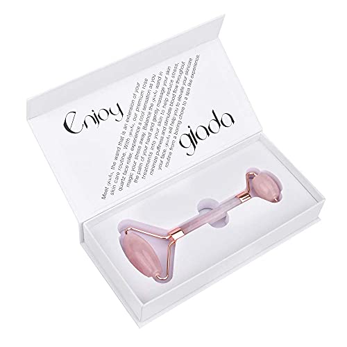 Giada Rose Quartz Roller for Face | Genuine Gemstone Face Roller for Eyes, Neck and Body | Rose Quartz Facial Massager (Rose Quartz)