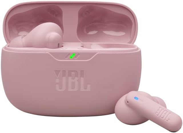 JBL Vibe Beam 2 - True Wireless Noise Cancelling Earbuds Pure Bass Sound & Smart Ambient Technology, 4mics for Crisp, Clear Calls, up to 40Hrs of Playback, IP54 Dust & Water Resistant (Pink)