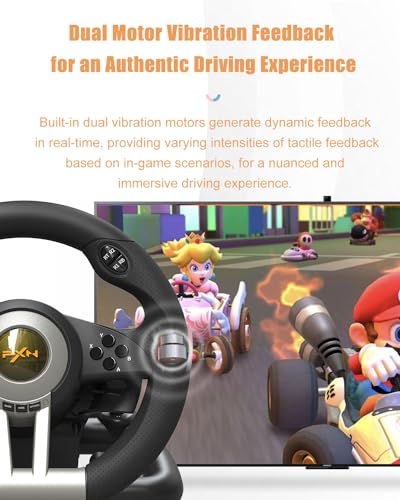 PXN V3 Pro Gaming Steering Wheel, Steering Wheel with Pedal, 180Â° PC Steering Wheel, Vibration Return, Speed Shift Paddle - Steering Wheel for PC, PS3, PS4, Switch, Xbox One and Xbox Series S & X -