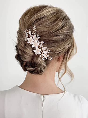 NALACAL Wedding Hair Comb Clip Bridal Crystal Wedding Hair Accessories for Brides and Bridesmaid - Gold