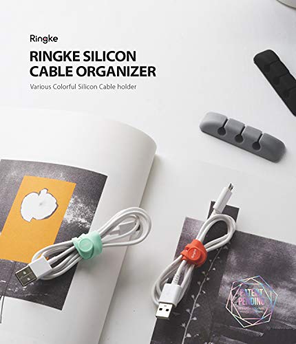 Ringke Cable Organizer [4 Pack] Clips Management TPU Silicone Adhesive Wire Holder Accessory for Power Cords, Home, Office, Cubicle, Headphone, Car
