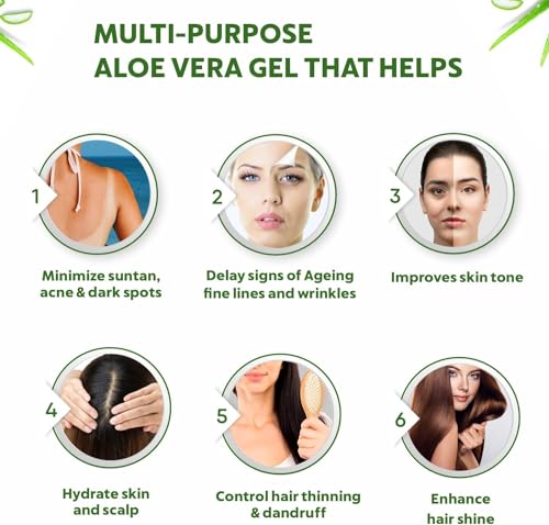 Indus Valley Bio Organic 100% Pure Aloe Vera Gel with Vitamin C & E for Skin & Hair | Non-Sticky Natural Aloe vera Gel - Soothes & Face Moisturizes, Irritated Skin Caused by Sunburn, Rashes(175Ml)
