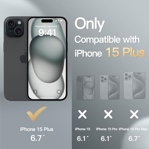 JETech Slim Case for iPhone 15 Plus 6.7-Inch with Camera Lens Full Cover Protection, Ultra-Thin Lightweight Matte Finish Minimalist Protective Phone Cover (Black)