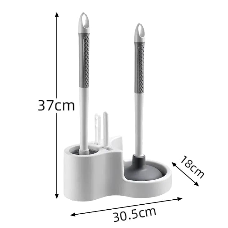 ZERIFAM Toilet Plunger Bowl Brush Set, 4 in 1 Silicone Bowl Brush and Heavy Duty Toilet Plunger with Ventilated Holder, 2-in-1 Toilet Brush and Plunger Combo for Bathroom Deeply Cleaning