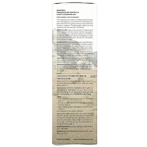 SKIN1004 Madagascar Centella Light Cleansing Oil, 200ml | Deep Cleansing | Gentle and Non-Irritating Formula | Removes Makeup and Impurities | Moisturizes Skin