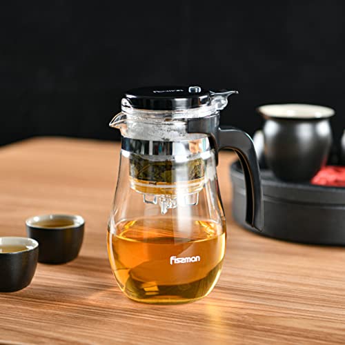Fissman Glass Tea Pot With Filter 900 ml, Infuser for Loose Leaf, Blooming Tea, Tea Bags & Fruit Infused Water, GUNFU Series