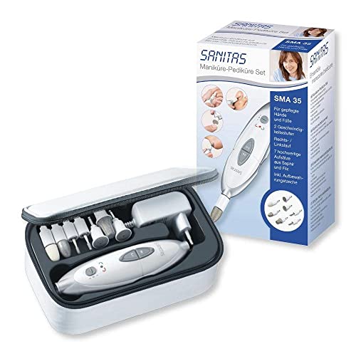 Sanitas SMA 35 Electric Manicure Pedicure Set with 7 Nail Care Attachments White/Silver