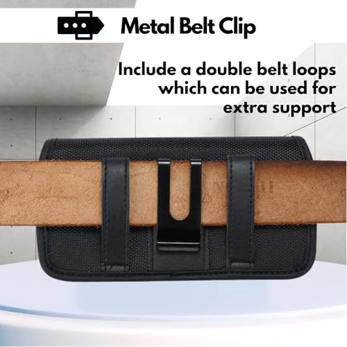 X spring Nylon Cell Phone Holster, Extra Large Phone Holster with Velcro Closure, Portable Cell Phone Belt Holder Pouch Cover, Dual Phone Holster Pouch with Belt Clip for a Lot of Smartphone