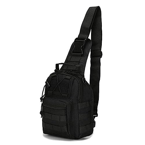 Tactical Shoulder Sling Bag, Small Outdoor Chest Pack, Military Molle Multifunctional Shoulder Messenger Crossbody for Men Traveling, Hiking, Camping (Black)