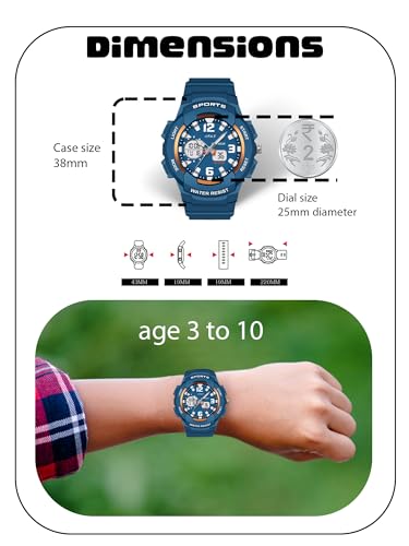 SPIKY Analog Digital Sports Watch for Kids | Multifunctional, Dual Time & Luminous Display | Water-Resistant & Silicone Strap | Best Birthday Gift Wrist Watches for Girls & Boys | Age 2-14 yrs