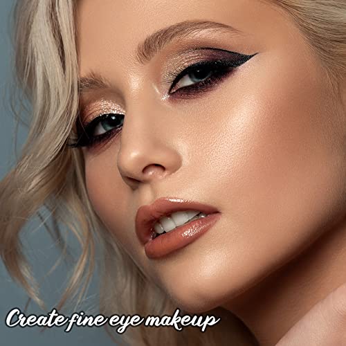 Eyeliner and Smudge Brush Set, Fine Angled Thin Slanted Eyebrow Brush, Sponge Eyeshadow Pencil Eye Makeup Brushes, Soft Makeup Tools for Blending Eye Shadow Liner Foundation Powder