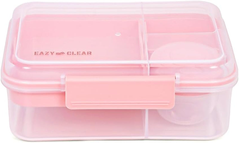 3/4/5 Compartment Convertible Bento Lunch Box with Gravy Bowl, Pink