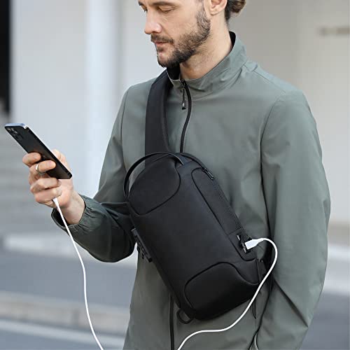ZYING Anti theft Crossbody Sling Bag with USB Charging Port for 9.7in iPad, Black-5