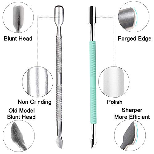 Ejiubas Cuticle Nipper with Cuticle Pusher - Ejiubas Green Cuticle Trimmer Stainless Steel Cuticle Clipper Cutter Nail Cuticle Remover Tools for Fingernails and Toenails