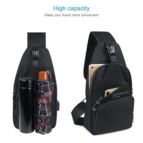 Khazna Sling Bag, Chest Bag with USB Charging Port, Men Women Lightweight Crossbody for Hiking,Cycling, Traveling Convenient to Carry