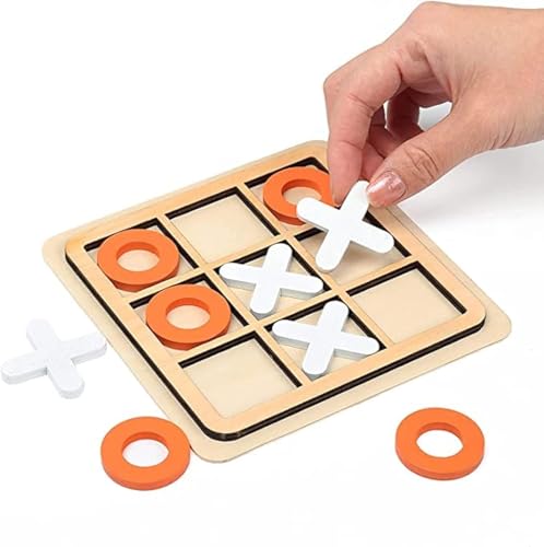 ECVV Wooden Board Tic Tac Toe Game XO Table Toy Classical Family Children Puzzle Game Educational Toys, (ASSORTED 1 PIECE)