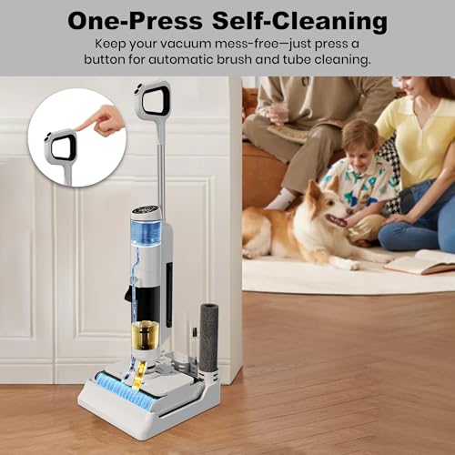 S7 Wet and Dry Cordless Vacuum Cleaner and Mop with LED Display - 2-in-1 Vacuum Cleaner with Powerful 16KPa Suction - Handheld Vacuum with Self cleaning - Ideal for Hard Floors, Pet Hair, Carpets
