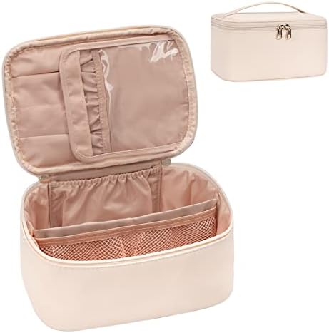 OCHEAL Makeup Bag, Portable Cosmetic Bag, Large Capacity Travel Makeup Case Organizer, Black Makeup Bags For Women Toiletry Bag for Girls Traveling With Handle and Divider