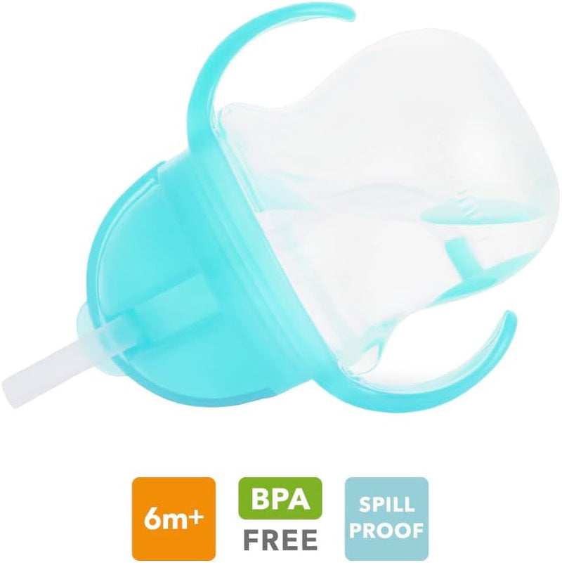 Munchkin Any Angle Click Lock Weighted Straw Trainer Cup, spill proof cup with handles, for infant/baby boys and girls, 7oz Capacity, 6 Months and above, Green