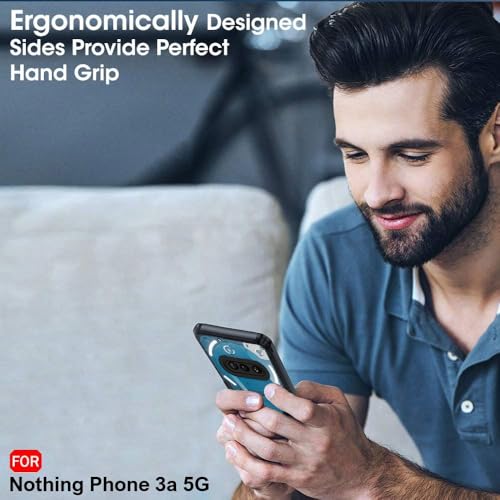 Nothing Phone 3a Clear Hard PC Back Cover Case with Shockproof TPU Black Border 360 Degree Impact Resistant Camera Protection Transparent Cover For Nothing Phone 3a