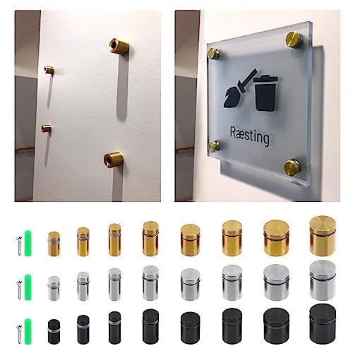 Swpeet 12 Sets 5/8" x 1.18" Silver Stainless Steel Standoff Screws, Wall Standoff Mounts Glass Acrylic Nail with Screws and Wall Anchors, Mounting Glass Hardware for Hanging Picture Frame Advertise