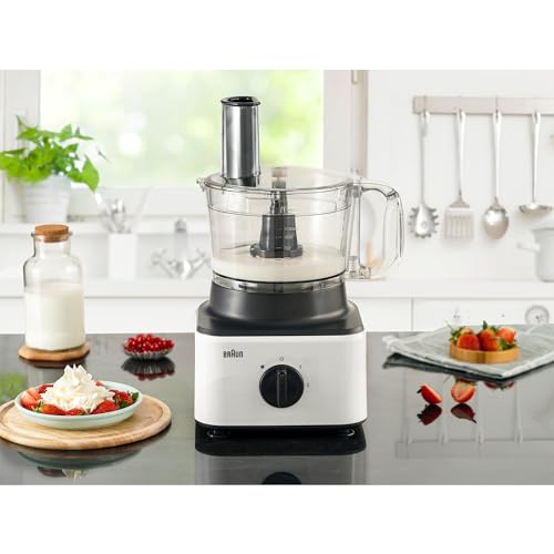 Braun Food Processor 8 in 1 System, 750 Watts, 2.1 L Bowl Capacity, 1.8 L Blender Capacity, 2 Speed Button and Pulse, Chop, Slice, Grate, Whisk & Puree - FP 0132 White