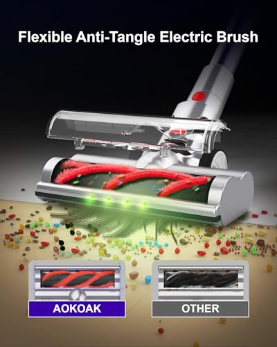Cordless Vacuum Cleaner, 2 Batteries 120 Mins Runtime, 550W 45KPA Stick Vacuum with Self-Standing, Tangle-Free Brush, LED Display, Vacuum Cleaner for Home Hardwood Floor, Carpet, Pet Hair (purple)