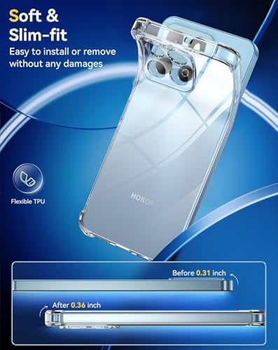Zubitech Case for Honor X6b Soft Silicone TPU Case, Lightweight Protective Cover Smooth Finish Camera Protective Shock Absorbant Stylish Case for Men Women Compatible with Honor X6b (Clear)