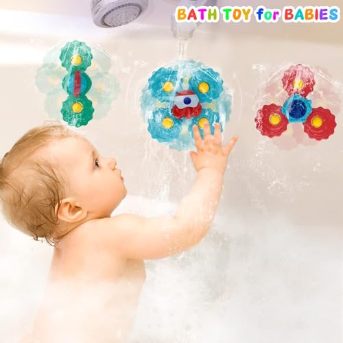 Baby Suction Cup Toys, Azonee 3 Pack Baby Bath Toys, Suction Toys for Kids for Bath and Window, Baby Travel Toys, Toddler Gifts for 6 9 12 18 Months Age Boys Girls (Style C)