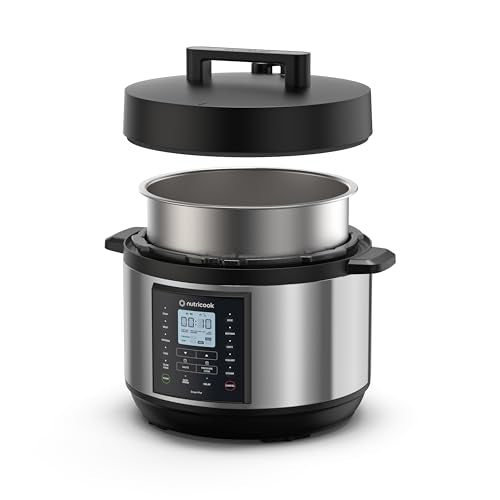 Nutricook Smart Pot 2 Plus 1500 Watts - 9 Appliances in 1, Pressure Cooker, Slow Cooker, Rice Cooker, Steamer, Sauté Pot, Yogurt Maker, Soup Maker, Cake Maker, Food Warmer, 9.5L, Brushed SS/Black