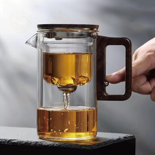 Enchanti Tea Pot,Water Separation Glass Teapot,Filter Teapot with Dual Infusers,Enchantipot Magic Tea Pot,Glass Teapot with Strainer,Infuser,Automatic Magnetic Teapotï¼Œheat Resistant