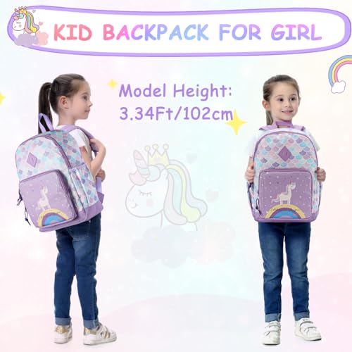 VASCHY Kids Backpack Girls Boys Cute 16 Inch Primary School Backpack with Chest Strap Buckle and Multiple Compartments