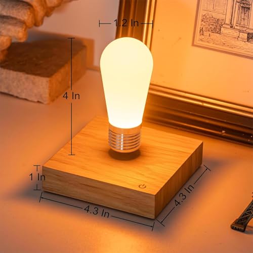 Levitating Bulb Lamp, 360 Degree Rotation Magnetic Floating Light Wireless Desk Lamp Floating Night Light Magnetic Tech Toy Decorative Desk LED Lamp for Gifts Room Home Office Decor