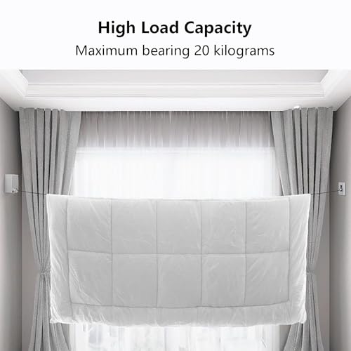 4.2m Retractable Clothesline, Indoor/Outdoor No Drill Stainless Steel Rope Hook, Heavy-Duty Wall-Mounted Washing Line Hanger for Drying (White)