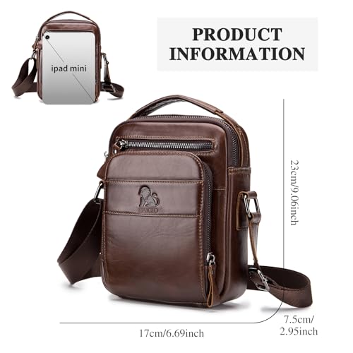 BAIGIO Men's Genuine Leather Shoulder Bag Messenger Briefcase CrossBody Handbag Satchel Travel bag