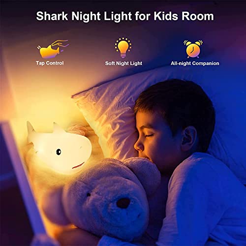 SYOSI Kids Night Light Lamp for Kids, Cute Shark Silicone Baby Night Light, Cute Nursery Light Silicone Animal Night Lamp for Baby Room Lights for Bedroom, Kawaii Gift for Kids Baby Boy