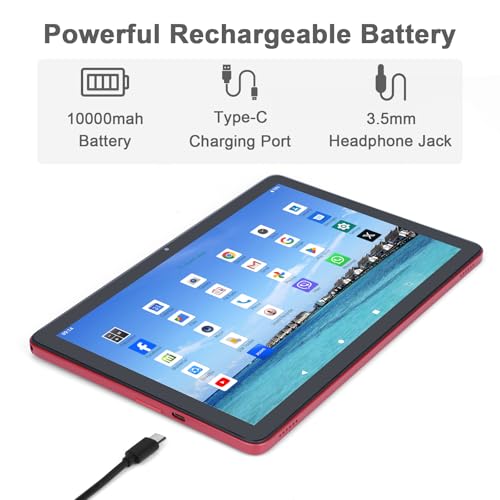 C idea 10.1 inch tablet,Android 13 Tablets,1280x800 IPS HD Touch Screen,8GB,WiFi, Bluetooth,GPS, Dual Camera, Long Lasting Battery Tablet,CM8800 Plus (Red)